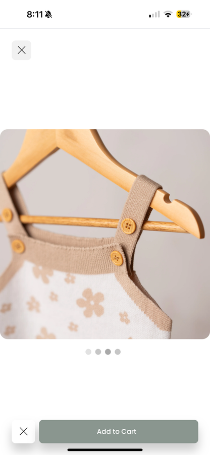 Pelele tejido floreado rosa