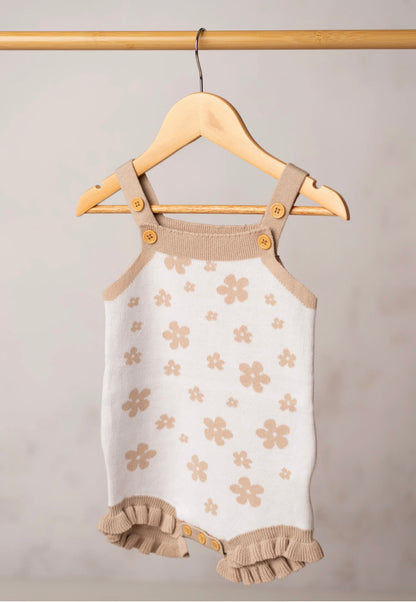 Pelele tejido floreado rosa