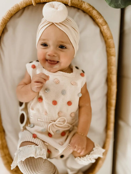 ROMPER TEJIDO BOLITAS DE COLORES